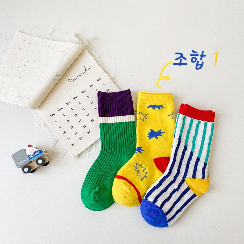 neue freundlicher Socken für Mädchen Jungen Besatzung Baumwolle Nette aufbringen Baby vier Jahreszeiten einstellen: Kamm A / 1-3y