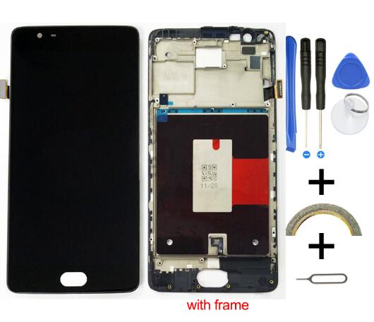 Oneplus 3T Lcd Touch Screen 100% Fhd 5.5 "Digitizer Vergadering Vervanging Accessoire Voor Oneplus3 A3010 A3000 drie: Black with frame 3T