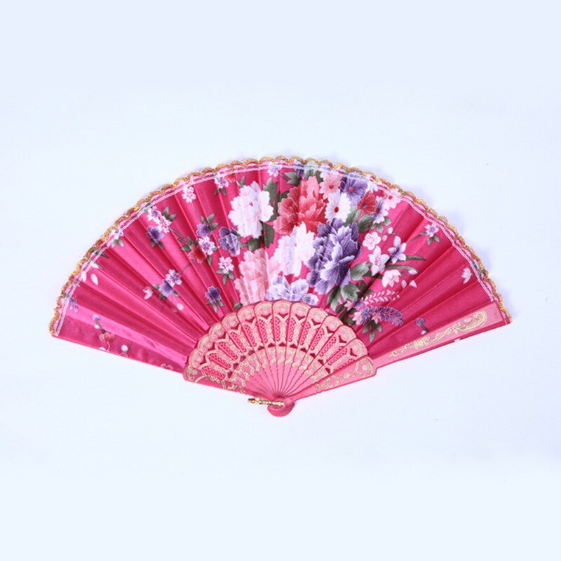 Carnival Festival Hand Stain Fan Large Folding Fan Printing Kung Fu Fan Satin Bamboo Bone Fan Wedding Dance Supplies#11: TP0052MR