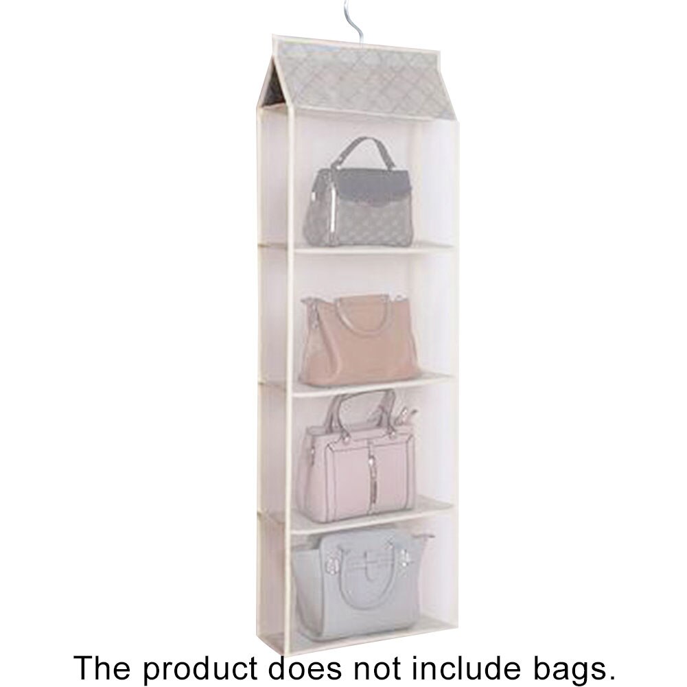 Dust-proof Wardrobe Folding Storage Bags Hanging Holder Organizer 2/3/4-Layer: Beige 4Layer