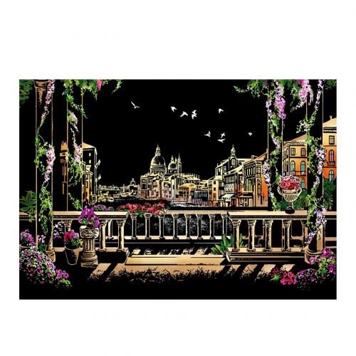 City Scratch Painting Drawing Paper DIY Art Craft Scratchboard Wall Decoration: Venice Water City