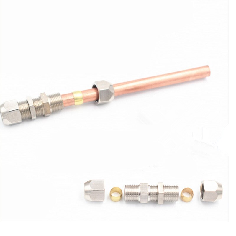 Copper plated nickel plated fixed plate / plate / diaphragm straight through copper pipe oil joint PM-6/8/10/12mm ferrule joint