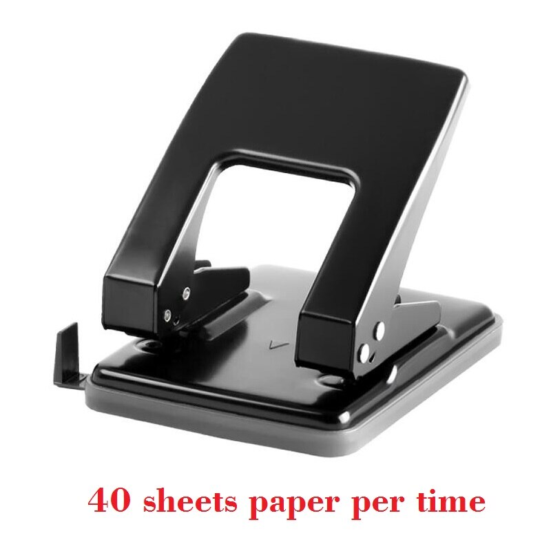 Heavy Duty 2-Hole Punch Metal 2 Holes Puncher Machine Save Effort Comfort Handle Perforadora De Papel; 40-Sheet Capacity