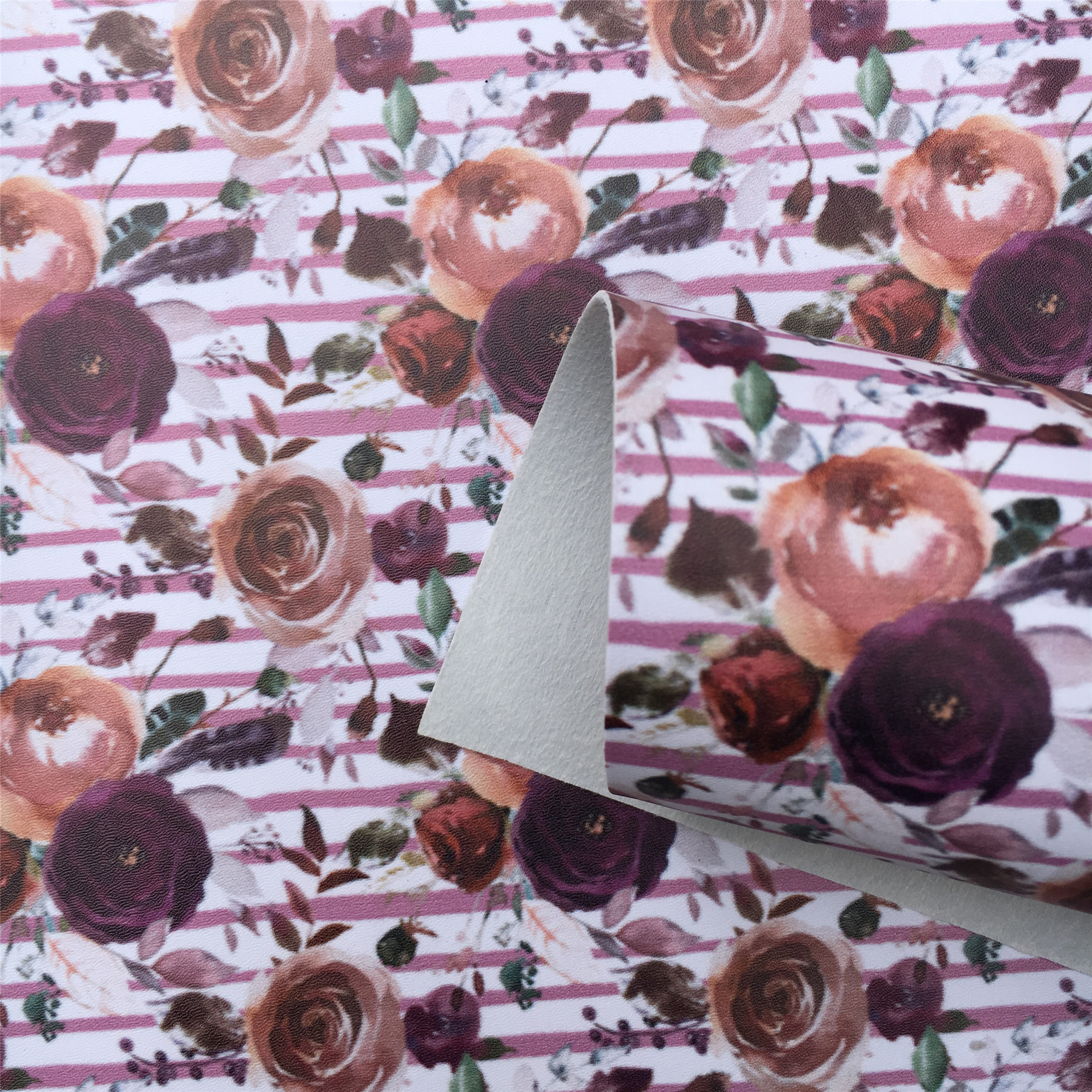 Gladde Textuur Faux Kunstleer Vel Bloemenprint Synthetisch Leer Stof Voor Bow Ambachten Diy Handgemaakte Materiaal, 1Yc20883: 1066180046 / A4 20X30Cm