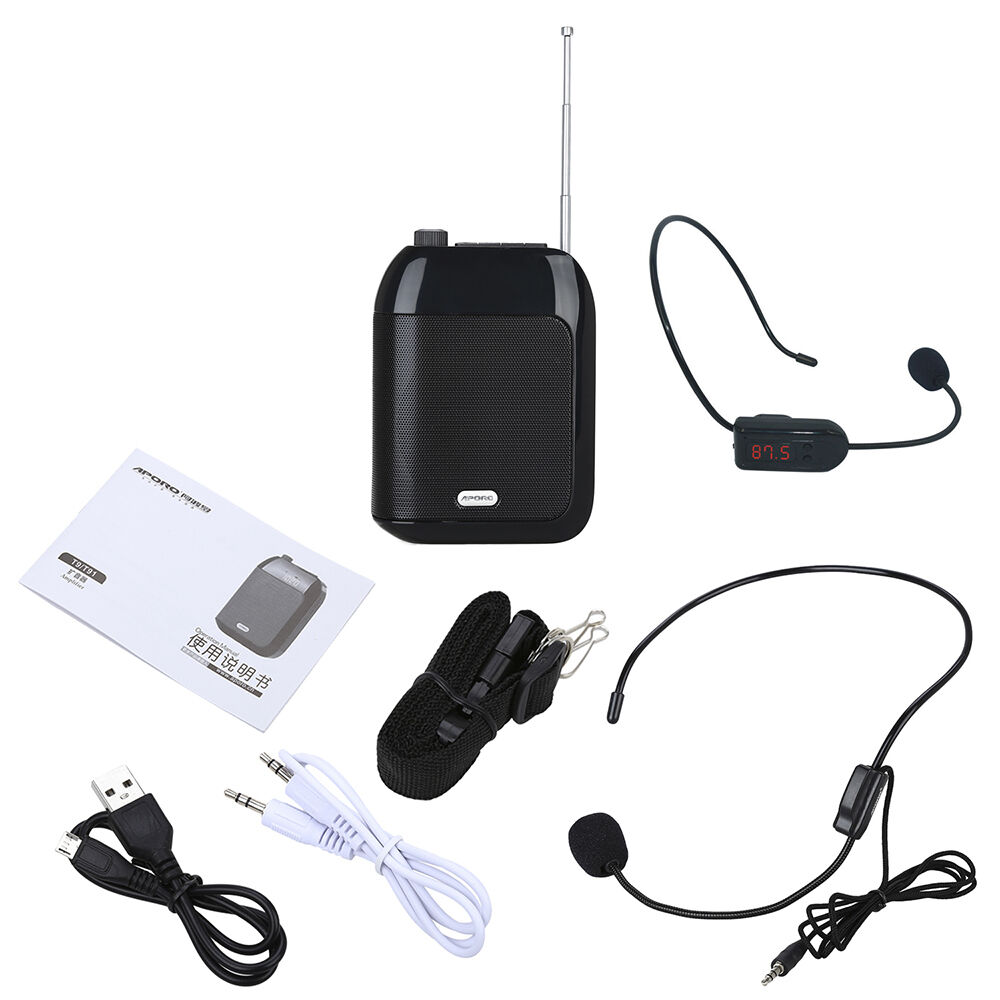 Aporo T9 15W Voice Amplifier Loud Speaker FM Radio Recordin Function Wireless Micphone 87Mhz-108Mhz for Meeting