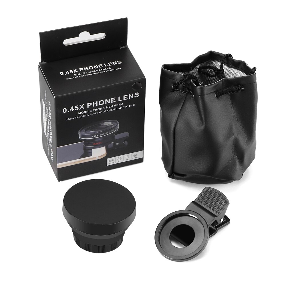 Universele Voor Iphone Android 2 In 1 Telefoon Camera Lens Mobiele Telefoon Lens 0.45X Groothoek Len &amp; 12.5X Macro hd Camera Lens
