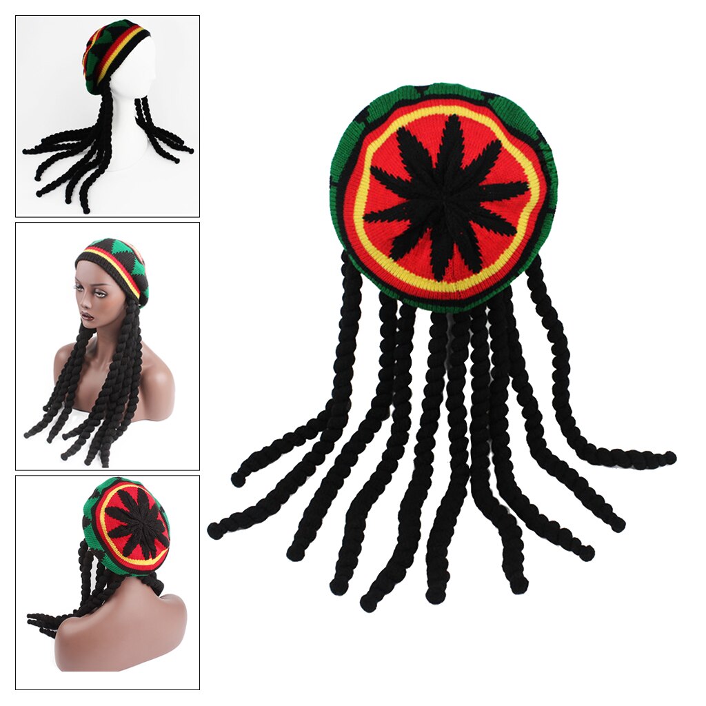 Rasta Dreadlock Reggae Jamaican Hat Rasta Wig Cap for Adults