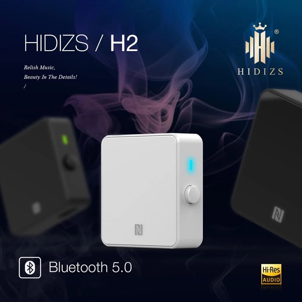 Hidizs H2 Lossless Bluetooth 5.0 Receiver Wireless 3.5mm AUX Jack Adapter NFC Dual HiRes Certified High Performance AMP Receiver