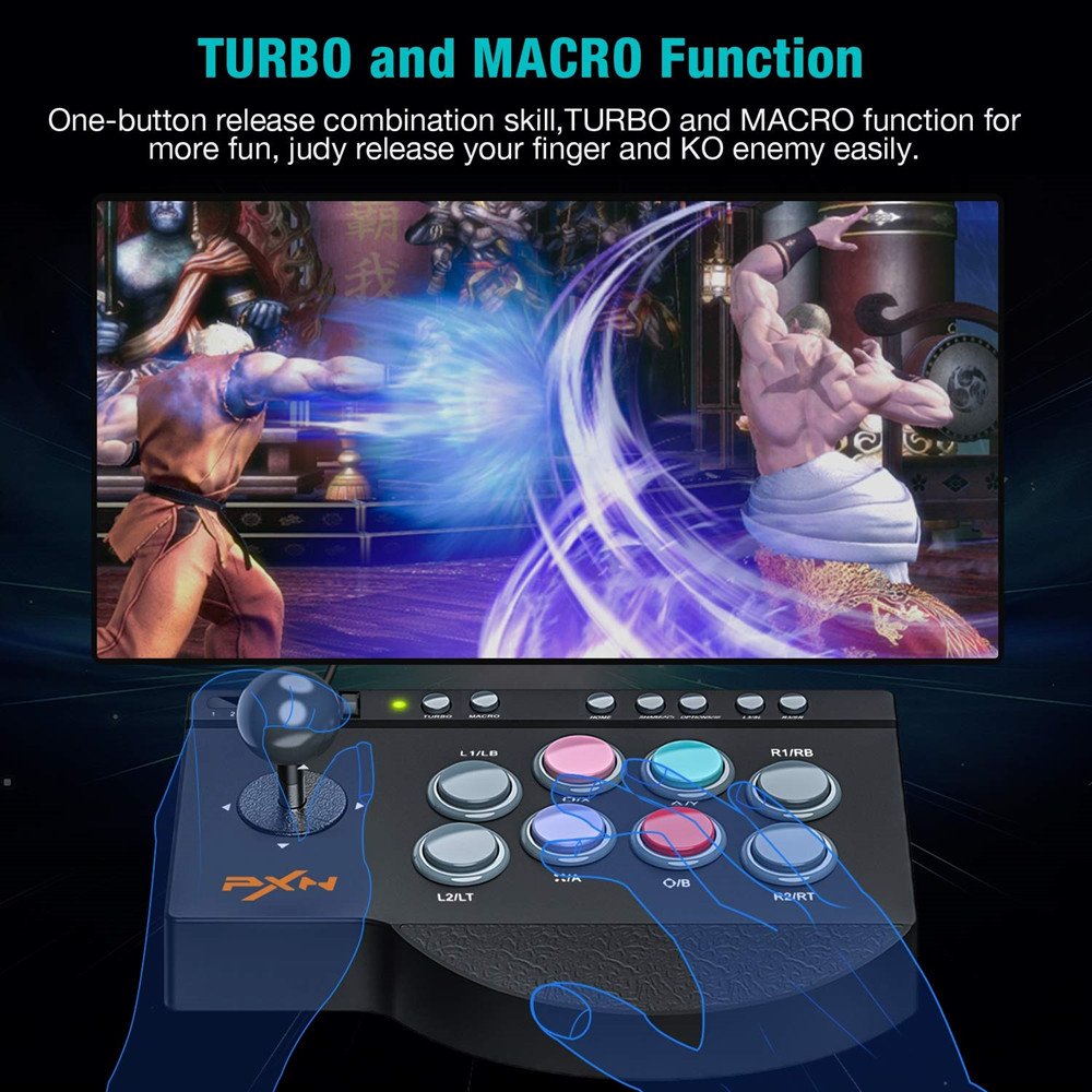 PXN 0082 Joystick de juego con cable consola Arcade controlador de Street Fighter Joystick de juego para USB PS3/PS4/Switch/PC/Android TV/XBOX