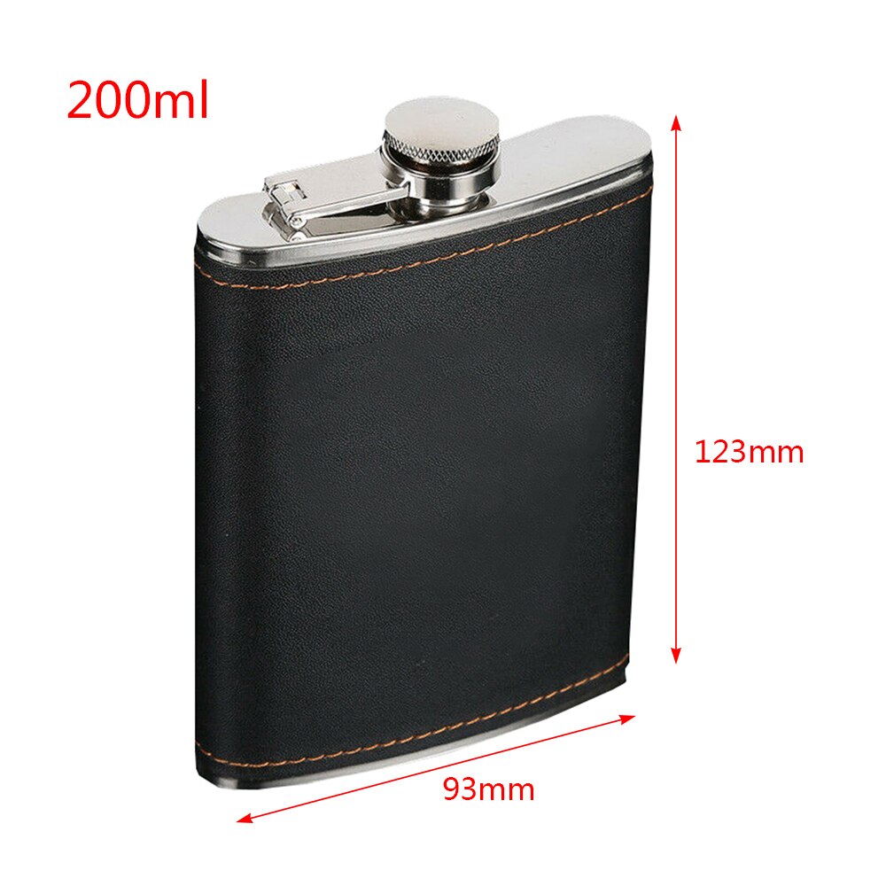 mini rustfritt stål vinflaske 7oz/8oz/9oz pu læroverflate hofteflaske bærbar reise whisky alkoholflaske brennevinflaske