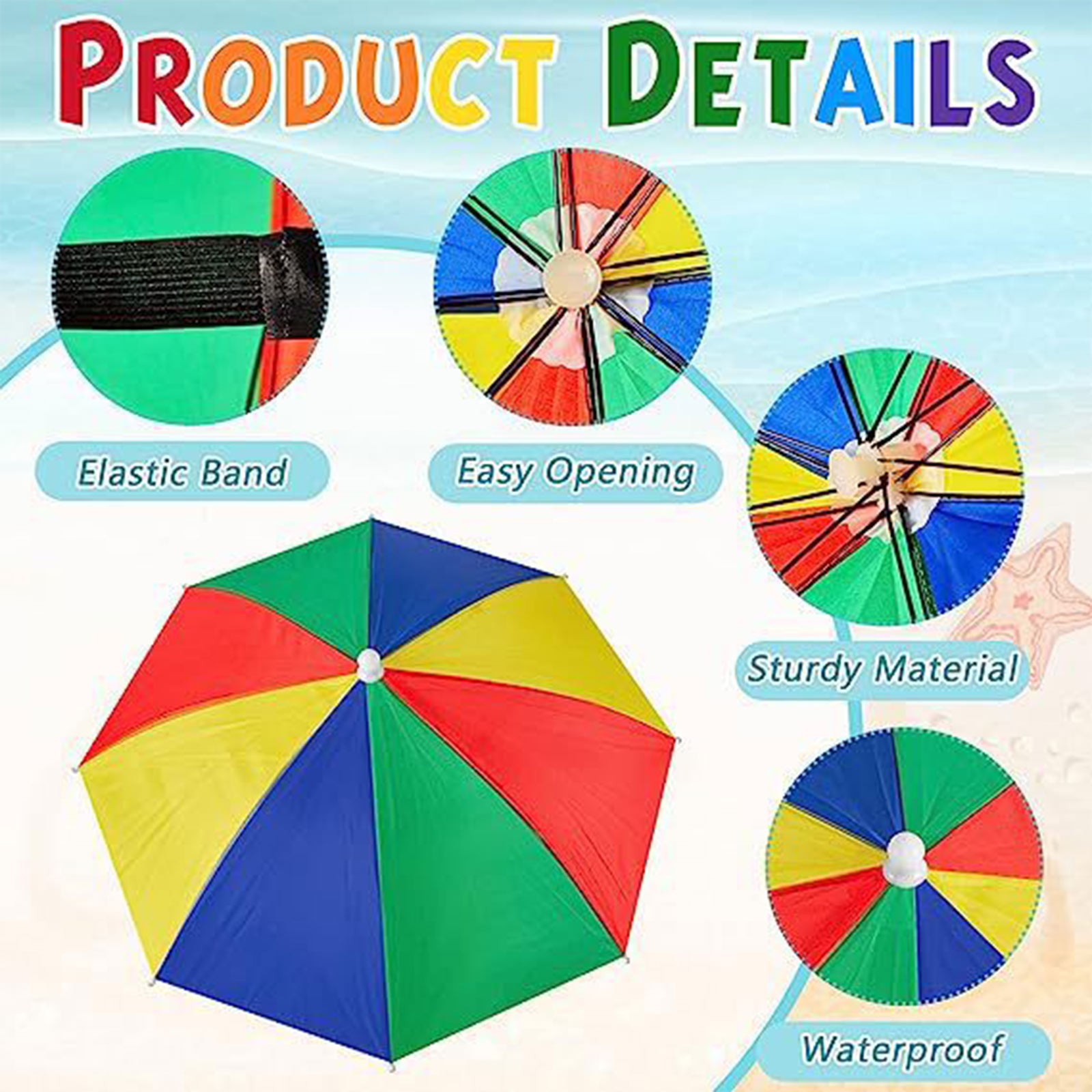 Paraguas soleado plegable para exteriores para niños, sombrero de paraguas plegable, protección solar, protección contra la lluvia, accesorios para sombrero de pesca