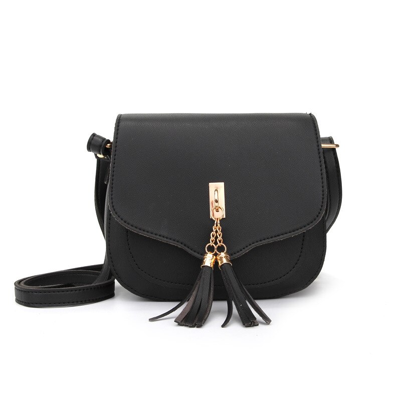 Mini saco crossbody para as mulheres borla designer moda bolsas de couro do plutônio saco mensageiro senhoras aleta quadrado telefone ombro pacote: black
