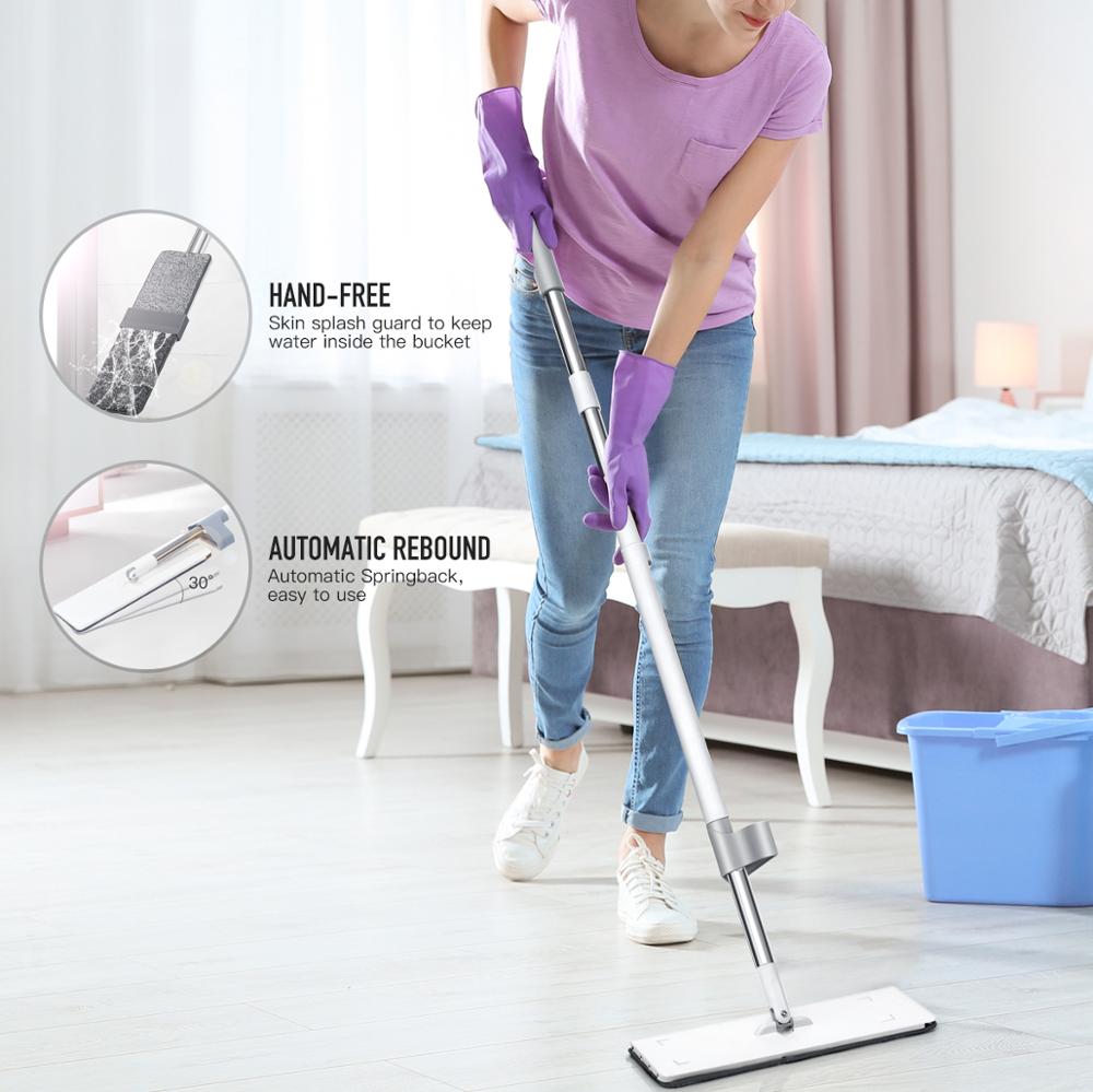 Microfiber Mop Floor Cleaning Hardwood Hand Free Washing Mop Laminate Tile and Wood Floor Cleaner Mop Dry Wet Mop Cleaning Tools