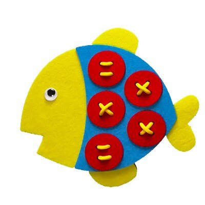 Smarta barn som lär sig att knyta skosnören barn tidiga pedagogiska leksaker småbarn slips lära sig att knyta skosnörenrn leksakshjälpmedel: Fisk 1 set
