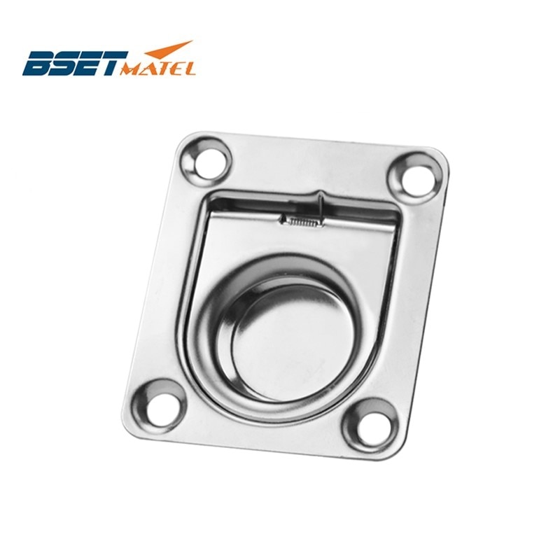 BSET MATEL Satinless steel 304 ANTI-RATTLE spring Flush Lift Ring Deck Hatch Pull Handle Locker Cabinet boat hardware