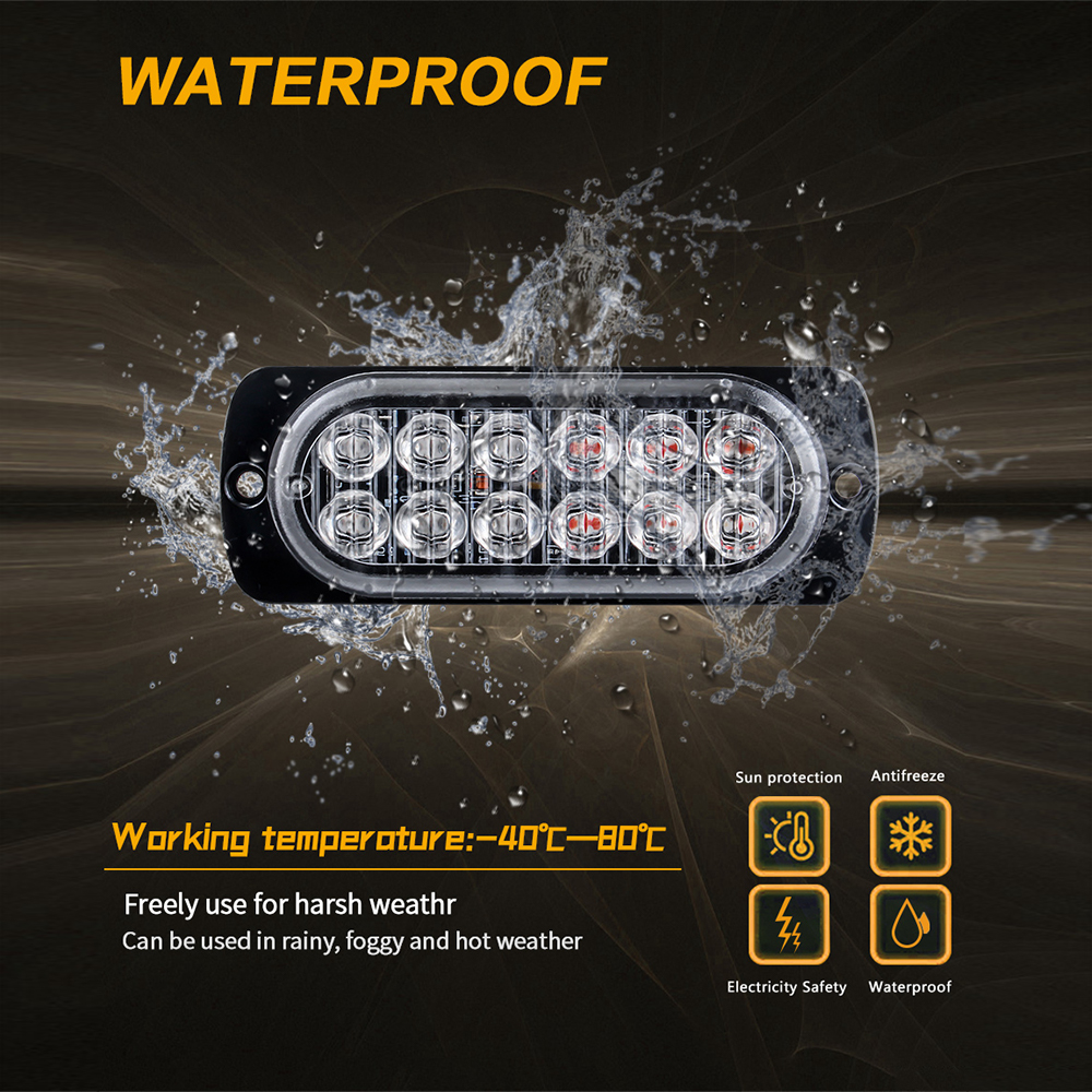 Luz de advertencia de coche de 12LED, luz de emergencia de avería, lámpara de baliza de remolque de camión, luz lateral LED ámbar de 12V para accesorios de coches KO