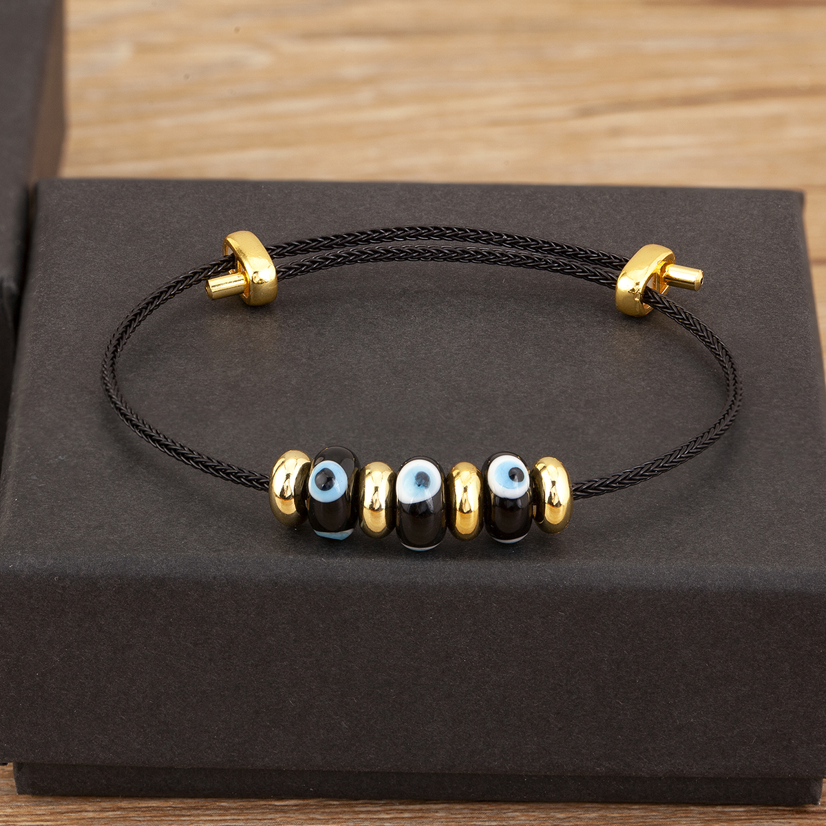 Nidin nueva pulsera de cuerda de ojo malvado turco de la suerte ajustable para mujeres estilo Punk de personalidad de joyería: Cobalto violeta
