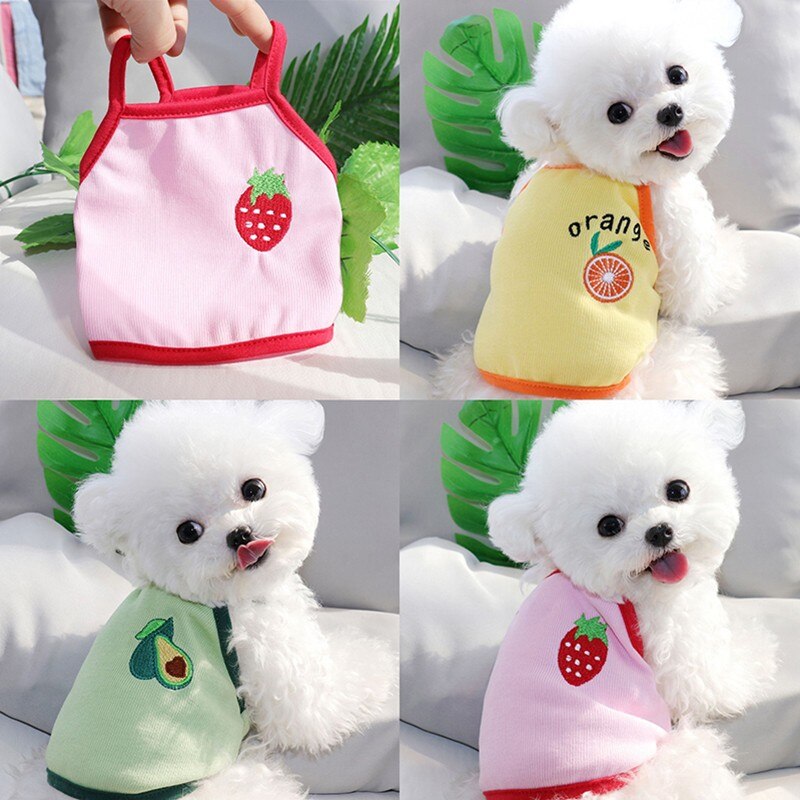 Cute Summe Pet Dog Clothes Strawberry Orange Avocado Watermelon Pattern Dog Vest Dog Sling For Puppy Chihuahua Small Medium Dogs
