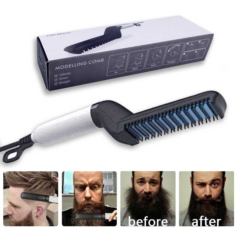 Multifuncional pente de cabelo escova barba alisador de cabelo endireitar pente modelador de cabelo rápido modelador de cabelo para homem