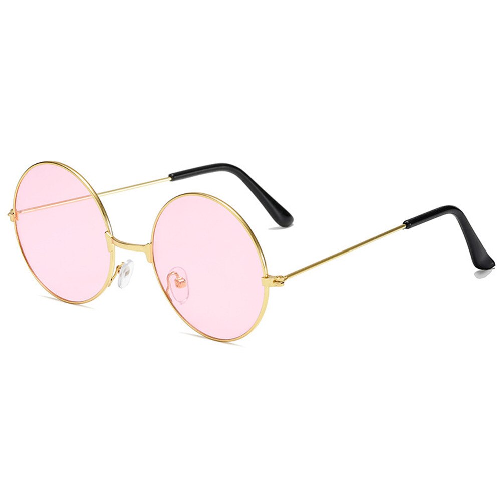 Vintage Round Sunglasses Women UV400 Sun Glasses Colorful Round-frame Glasses Female Male Metal Mirror Oculos De Sol: pink