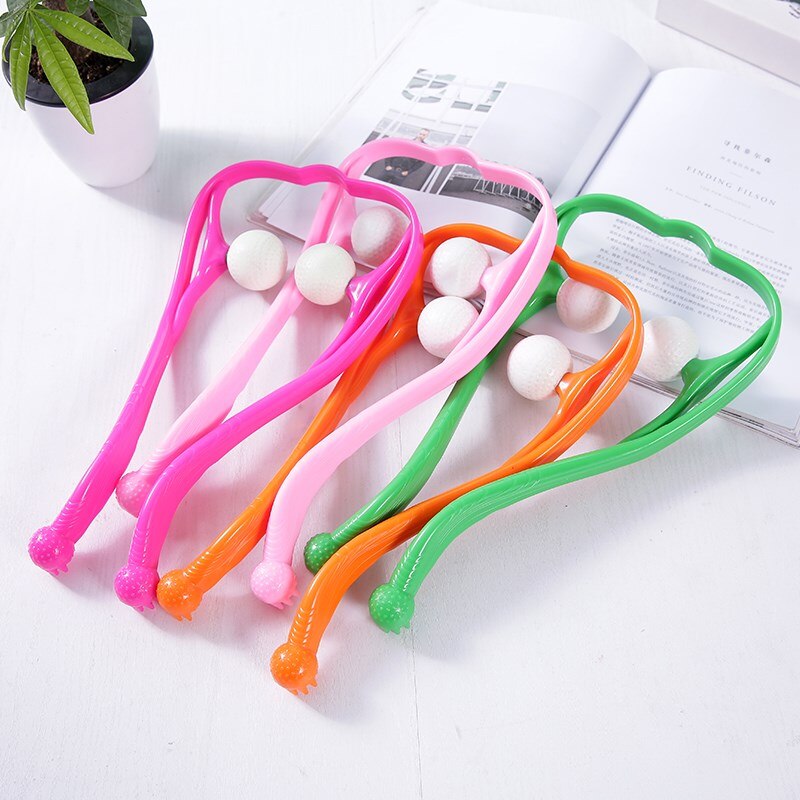 Therapeutic Dual Trigger Point Self-Massager Tool Pressure Relieve Home Office U-Shaped Hand Roller Manual Neck and Shoulder