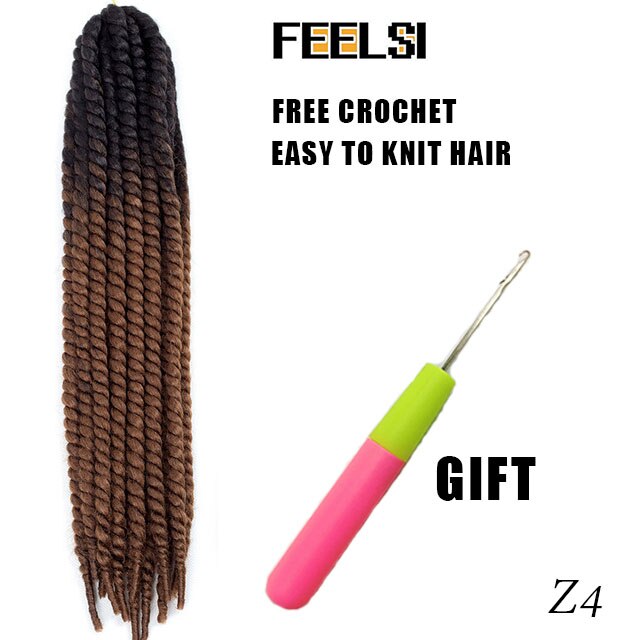 Havana Mambo Twist Hair Crochet Braids 22'' 120g 20 Color Ombre Synthetic Crochet Hair Braiding Hair FEELSI Purple: P1B/613