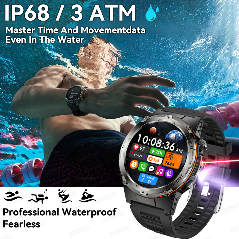 2025 novo para xiaomi ios militar smartwatch ip68 à prova dip68 água esportes ao ar livre rastreador de fitness monitor saúde bt chamada laser infravermelho