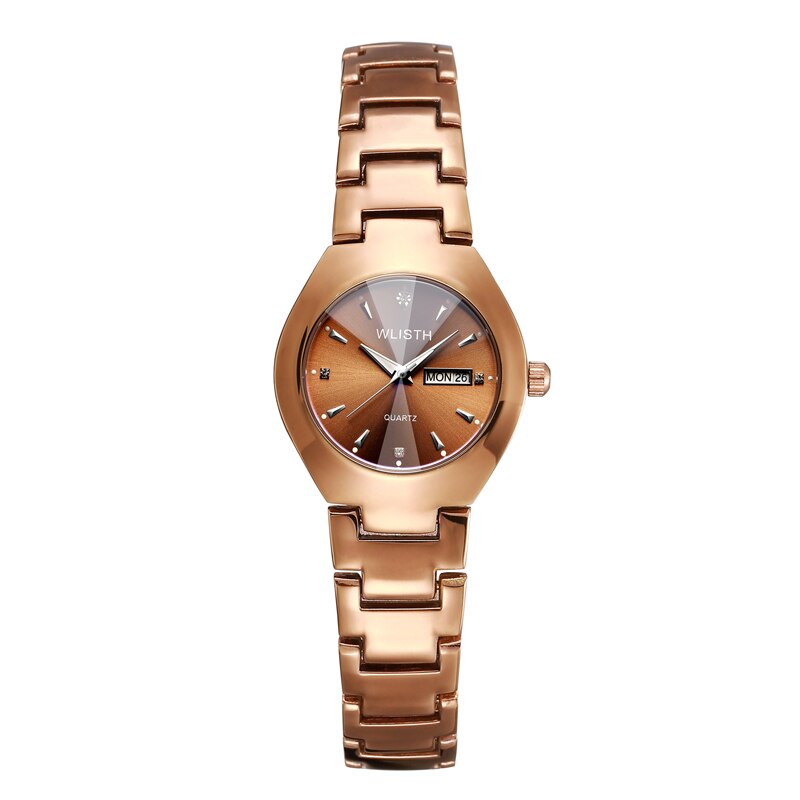 Dames Horloges Koffie Goud Glow-In-The-Dark Waterdichte Stalen Band Liefhebbers Studenten Horloges Mannen Quartz Horloge vrouwen: gold woman