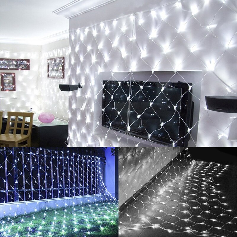 Filet lumineux LED en maille pour rideau de fenêtre, guirlande lumineuse féerique de noël, fête de mariage, lumières de , 2x2M 3x2M 6x4M