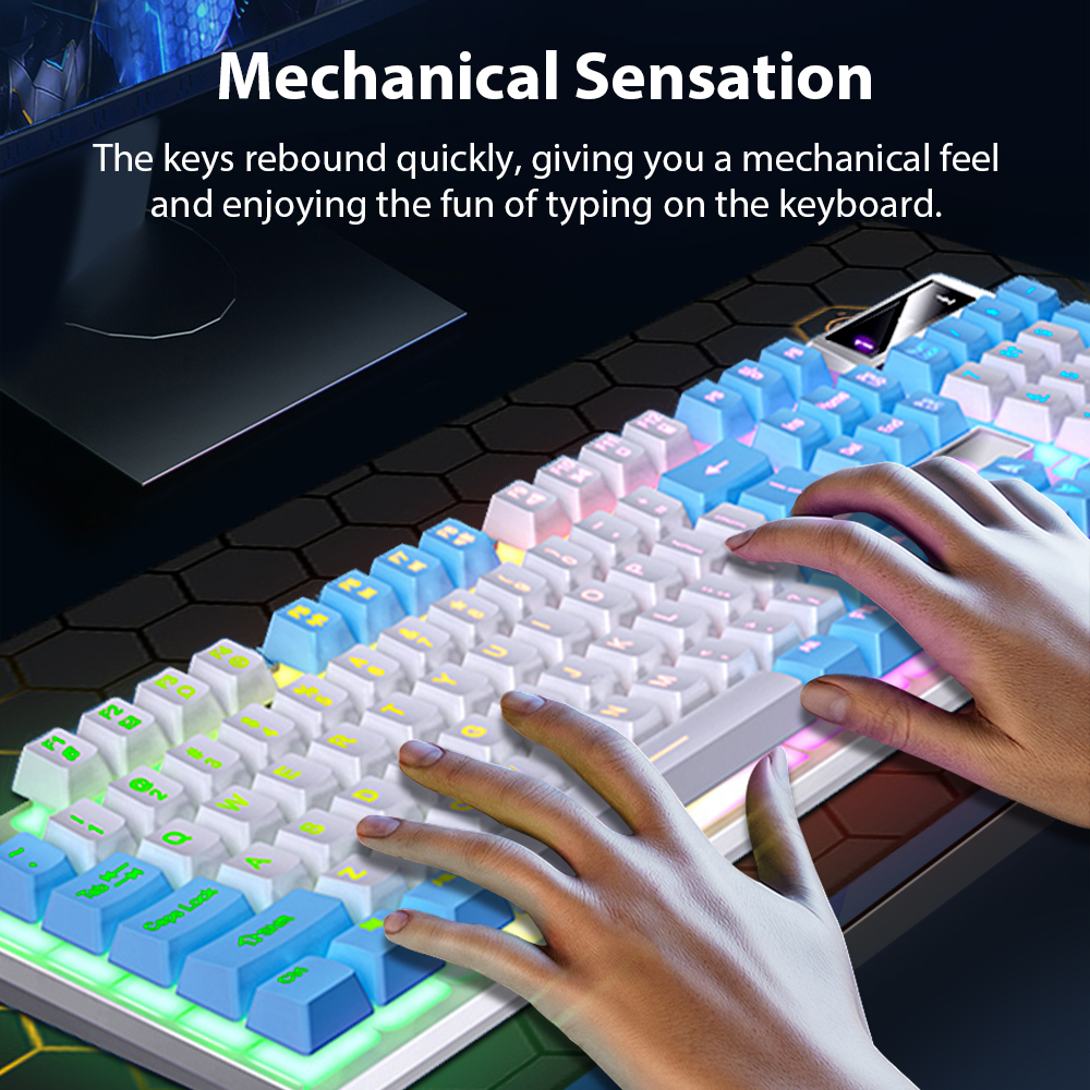 K500 Bedraad toetsenbord 104 toetsen Office Gaming-toetsenbord Mechanisch gevoel voor Windows en IOS Computer Laptop PC RGB-membraantoetsenbord