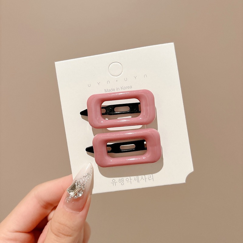 2Pcs Korean Style Hair Clips Simple All Match Light Weight Hairpin Morandi Color Square Hair Barrettes Girl Hair Accessories: Silver