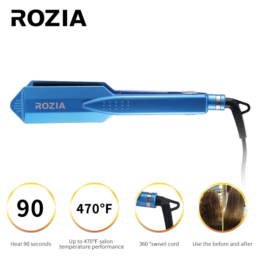 ROZIA Hair Straightener Fast Heating Flat Iron Hair Straightening 450F Temperature Curling Iron Styling Tool