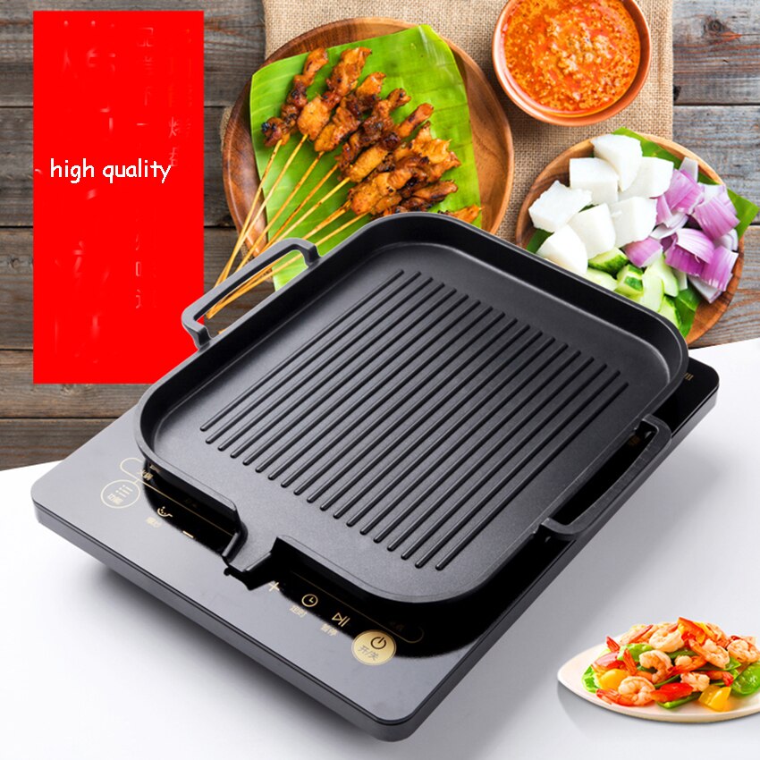 1 Set non-stick Roosteren Dienblad Inductie Fornuis Rookloze Bakken Plaat DIY Gegrilde Vlees Beaf Steak Lade Met Clip en Borstel