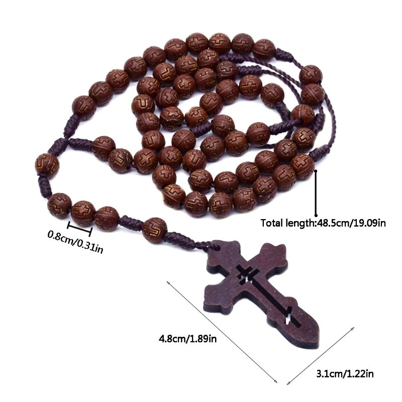Håndlavede mænd kryds katolske rosenkrans perler vedhæng halskæde religiøs kæde charme