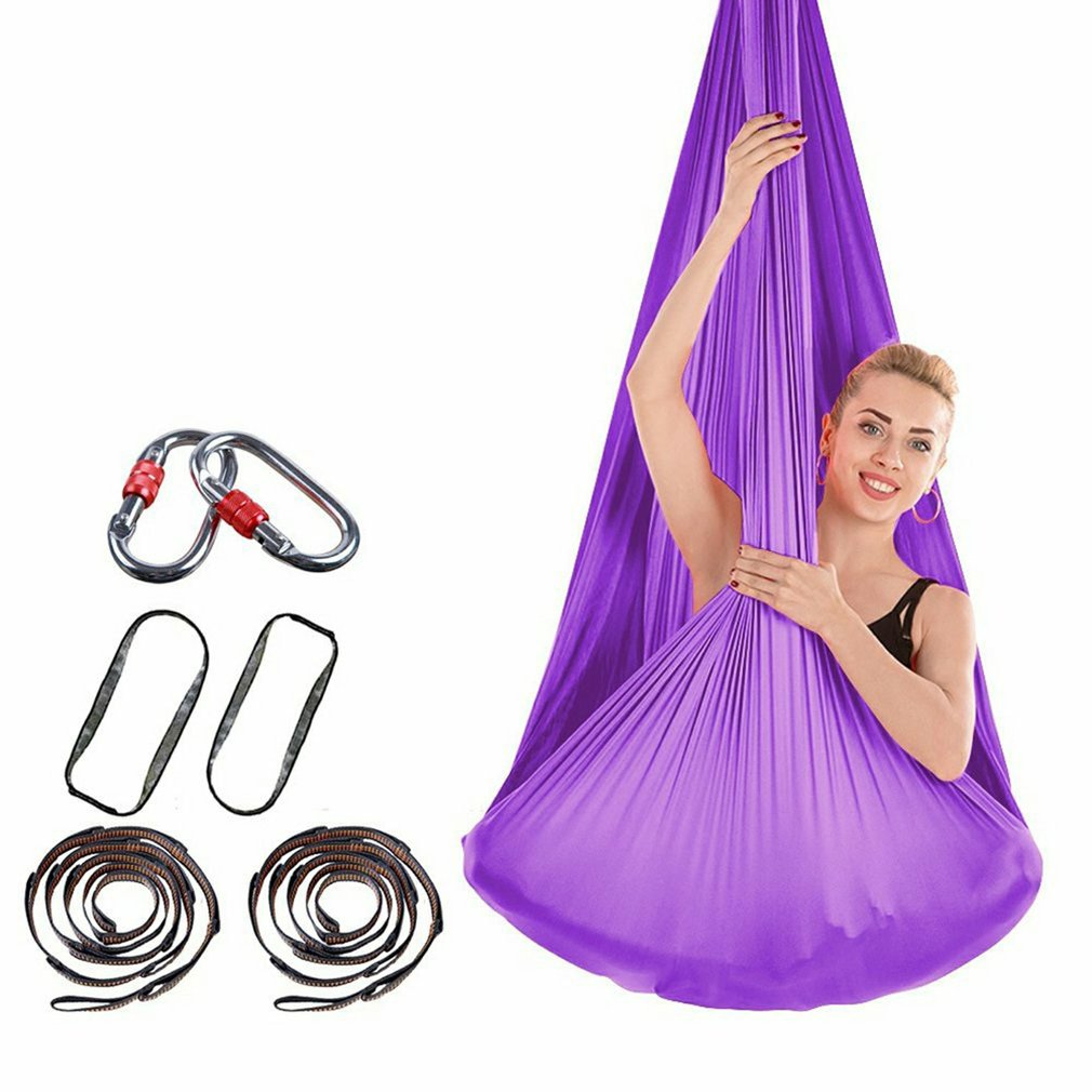 Tela Aérea Para Fitness Y Sensorial - 280x150 Cm, Elástica, Ligera (950g), Incluye Soporte, Para Adultos Y Niños
