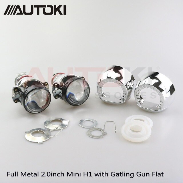 2 unids/lote Autoki LHD/RHD 1,8/2,0 pulgadas H1 Mini lente de proyector bi-xenón + cubierta para faros de coche H4 H7 9005 9006