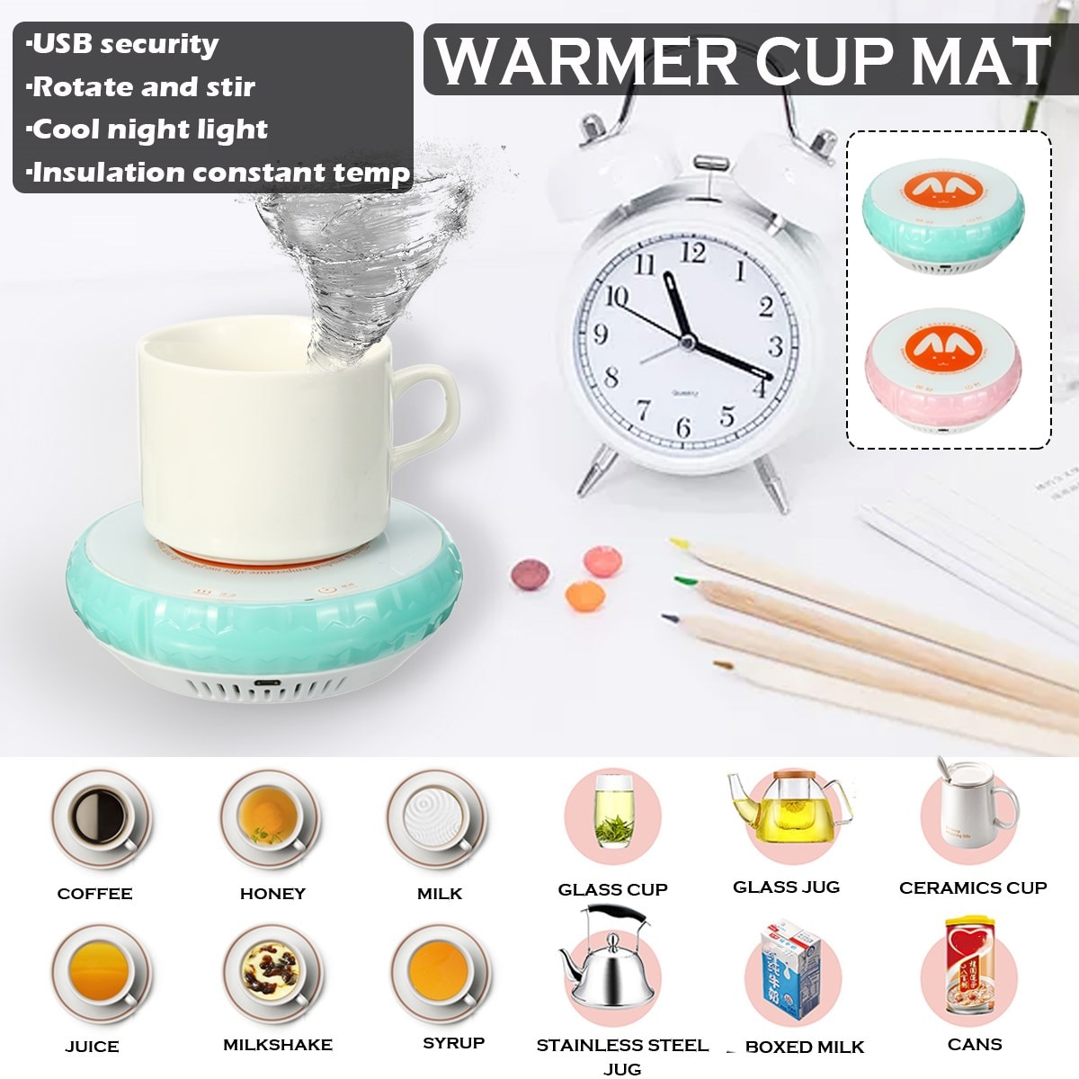 3 in 1 USB Gadget Warmer Cup Pad Magnetic Stirrer Cup Heating Mat Electric Tray Coffee Tea Warmer Cup Heater Mug Pad Office