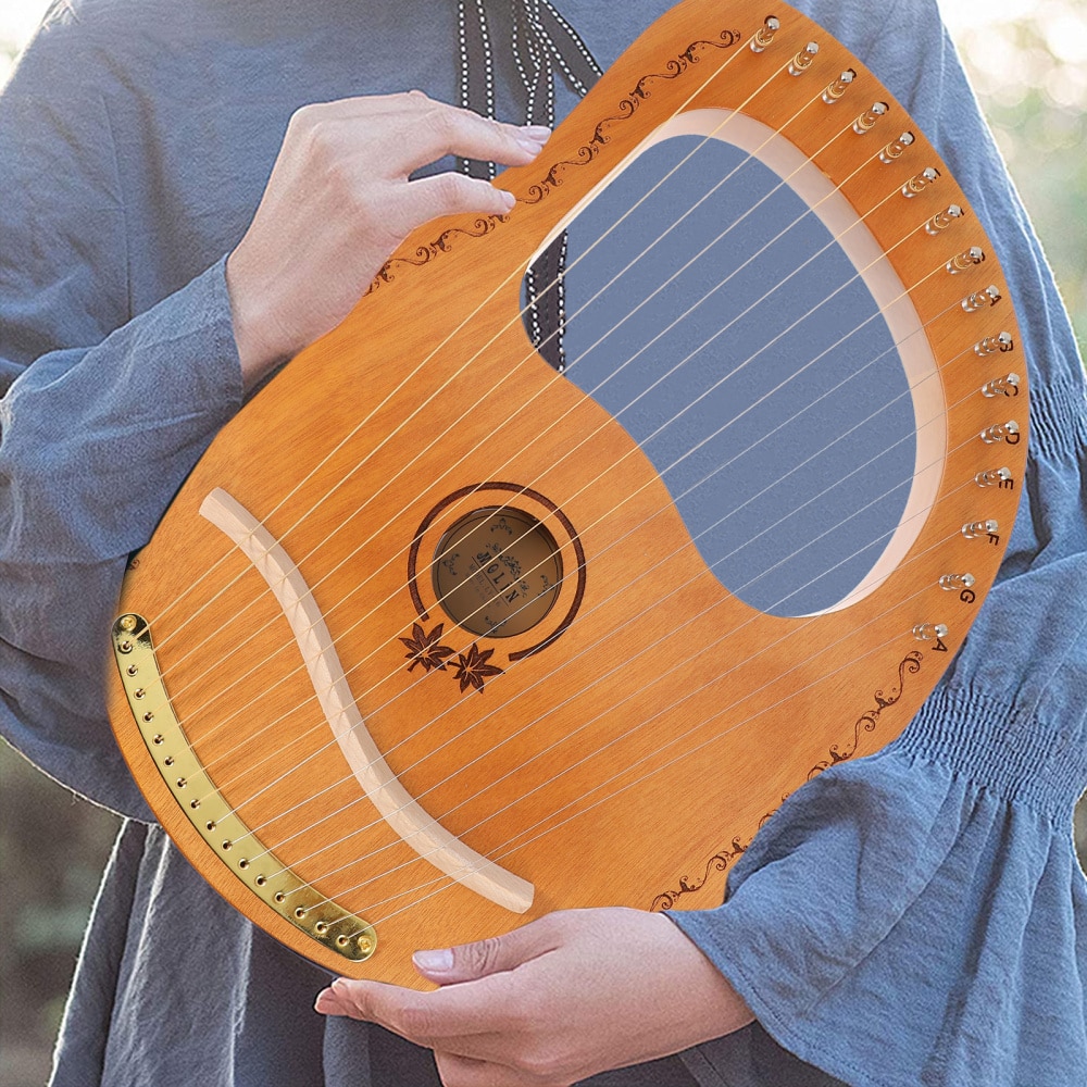 1 Set Wooden Harp Orchestral String Instrument Portable Solidwood 16 String Harp