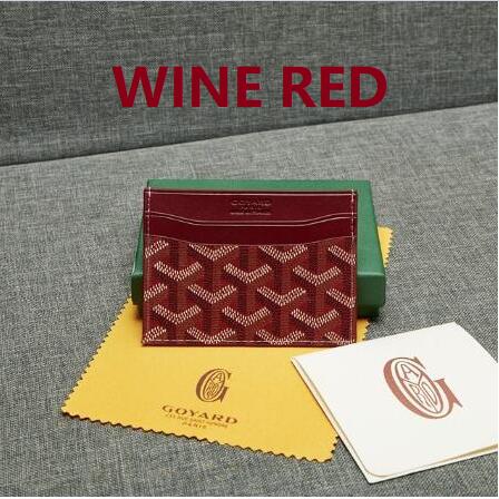 Men's Women's Wallets Purse Handbags Bags Card Holder PU Leather With Dust Bag & Green Box: wine red