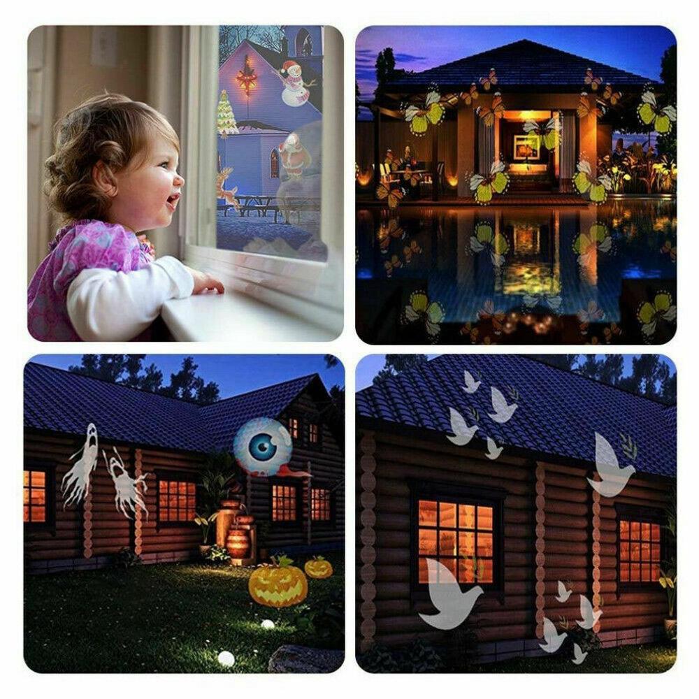 Christmas Halloween 48 Picture Projector Halloween Party Christmas Santa Claus Projection Lamp Window Movie Projector