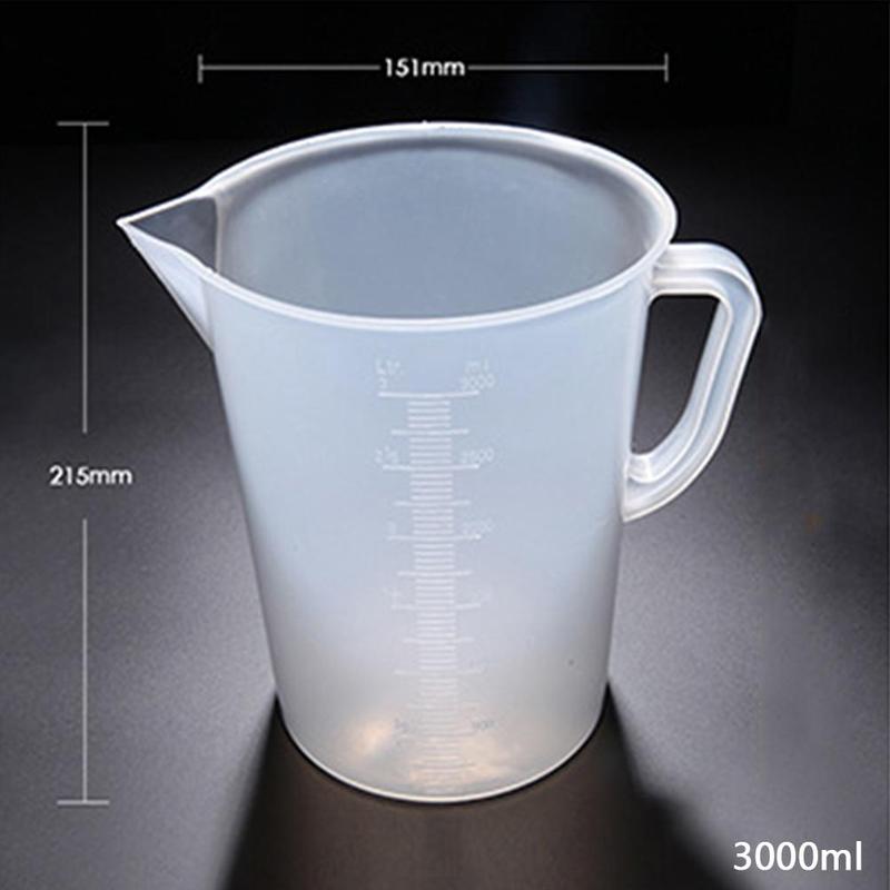 Transparent Plastic Measuring Cup Baking Graduated Beaker Handle Scale Water Container Pouring H0N6