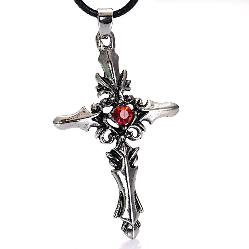 Wasachtige code met Rode kristal unieke ontworpen slide kruis charme voor Kettingen Voor Mannen Mode mannen ketting