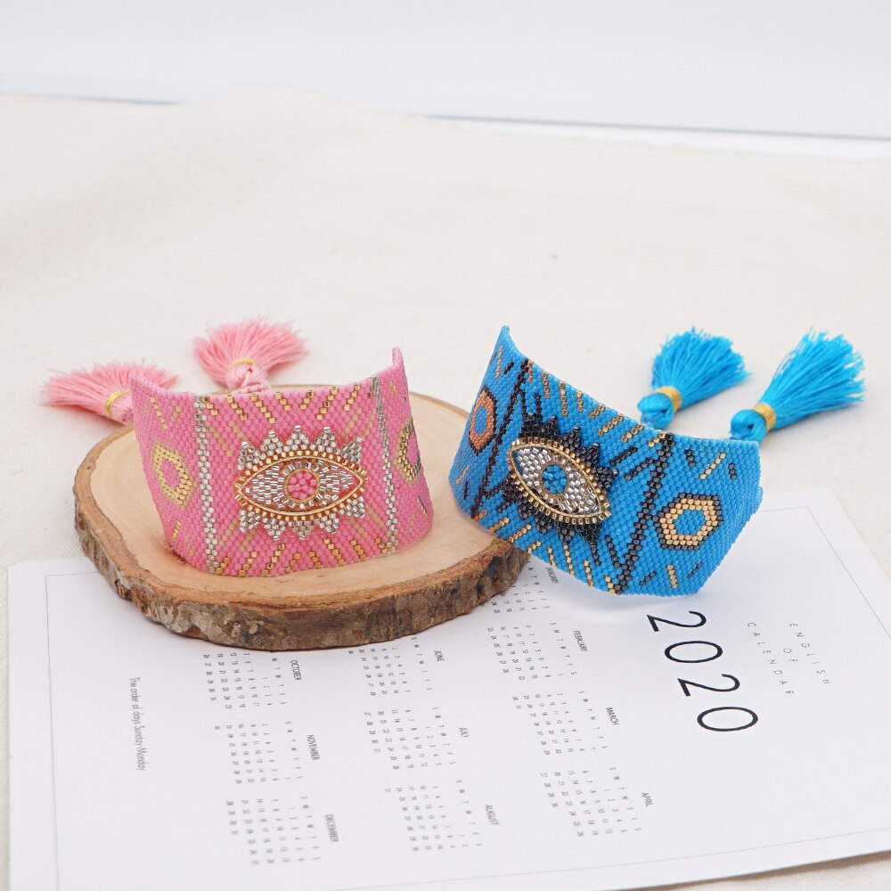 Go2 boho miyuki armbanden voor vrouwen sieraden boze oog pulseras femme delica zaadkralen verstelbare armbanden handgemaakte sieraden