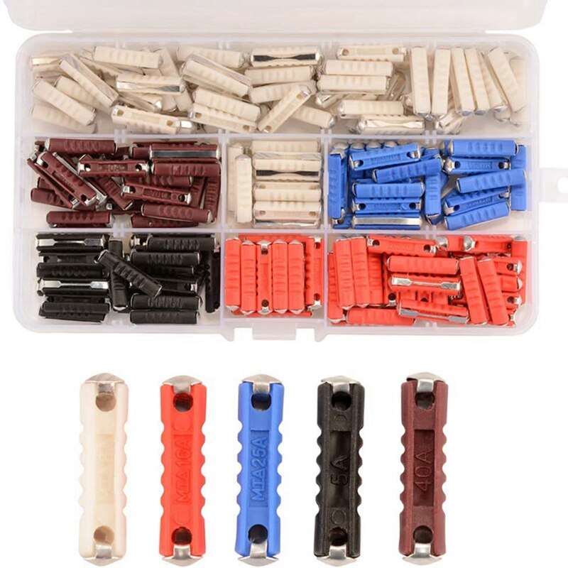 200Pcs 5 Kinds Fuse Electrical Continental Fuses ortment Kit 5A 8A 16A 25A 40AMP for Car Two-Wheeler