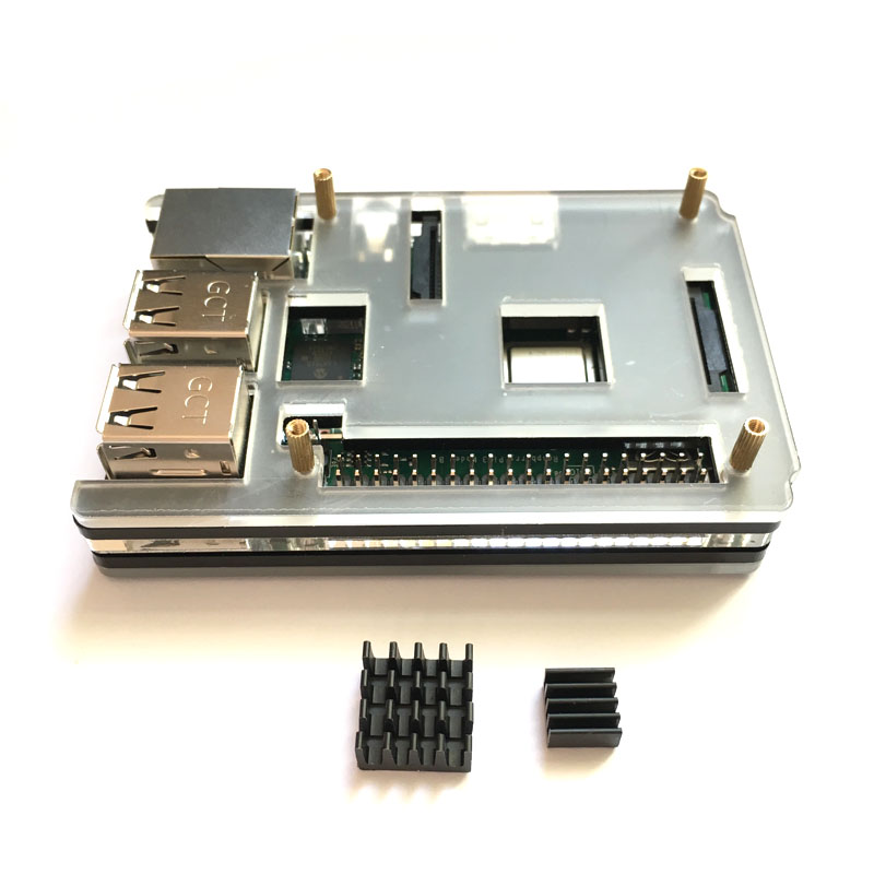 Raspberry Pi 3 Model B Case Cover Shell Behuizing Transparant Zwart case + koellichaam