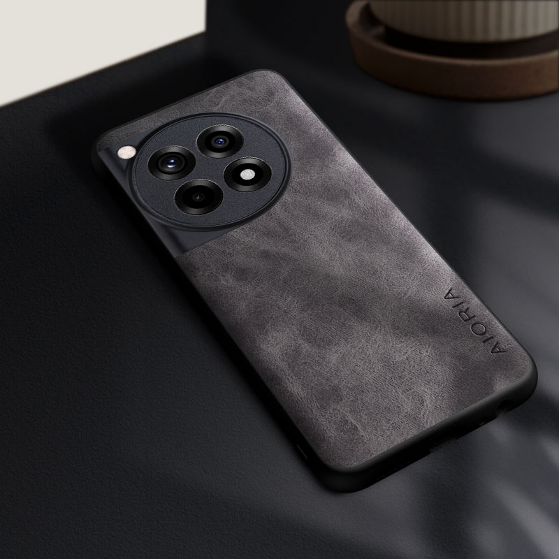 Custodia elegante per Oneplus 12R 13R 11R 13 12 11 10T 10 pro coque premio resistente copertura in pelle pu funda capa: PE / Grigio scuro