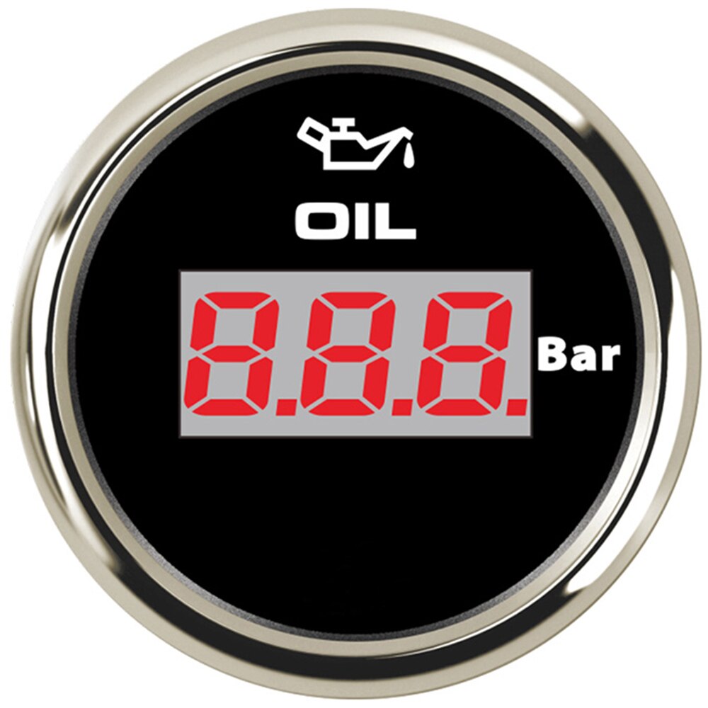 52 mm Digital Engine Oil Pressure Indicator Oil Manometer IP 67 Waterproof for Engine Motorcycle Car Boat Oil Gauge piezometer
