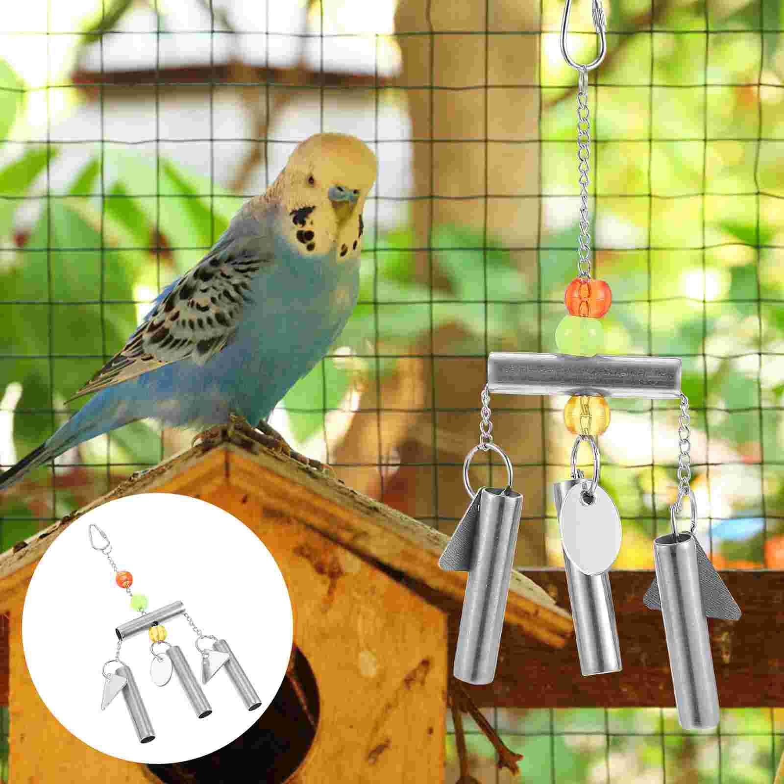 Metal Bell String for Parrot Cockatoo Parakeet Bird Cage Hanging Chew