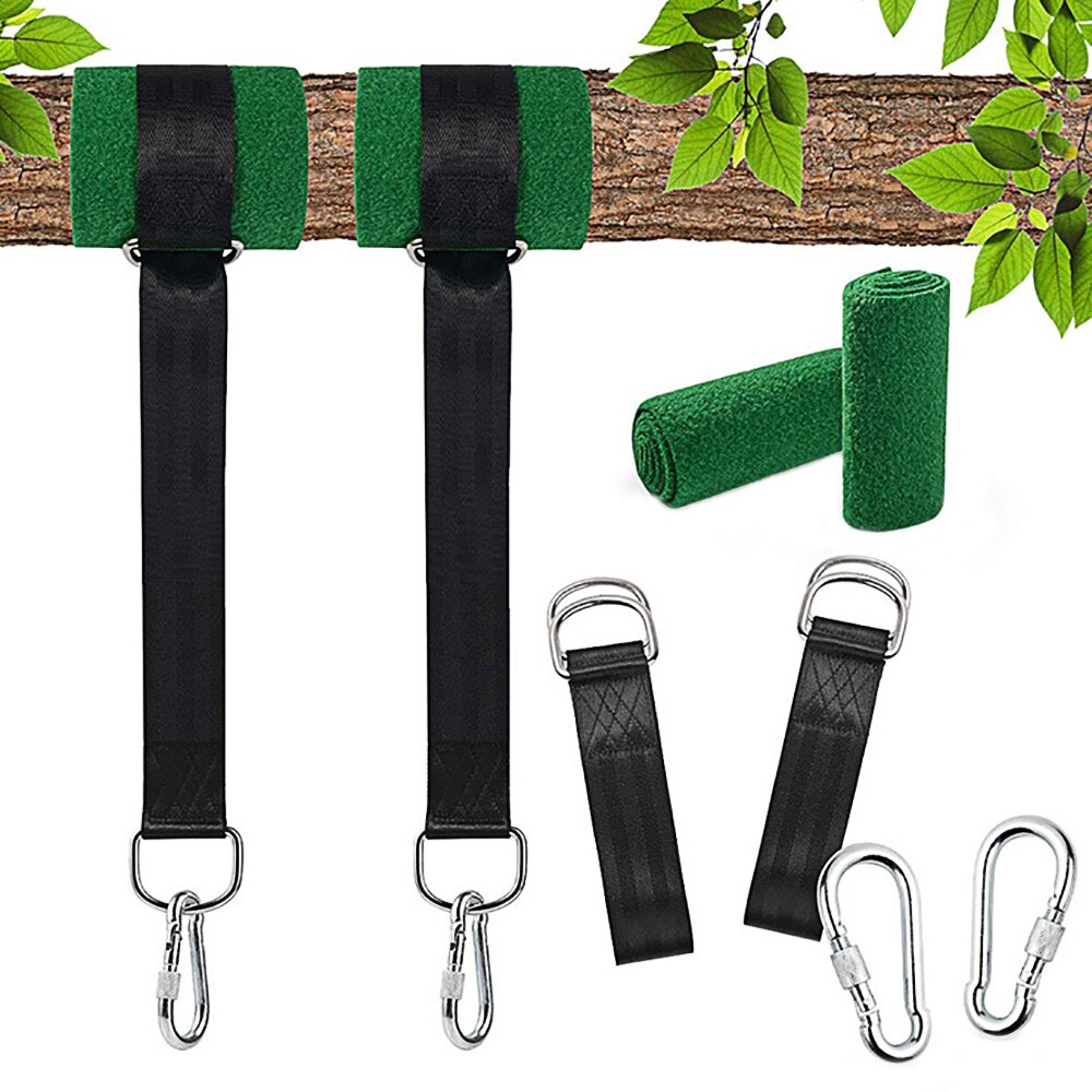 Hook Load Capacity Outdoor Swing Hammock Tree Hanging Kit Straps Hooks Carabiner Camping Swing Fittings Acces Swing Strap Rope