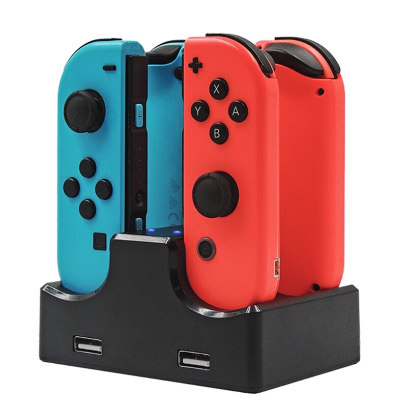 Vierfach-ladegerät für gamecontroller der switch mit ladestation und 4 led-anzeigen, ladeständer